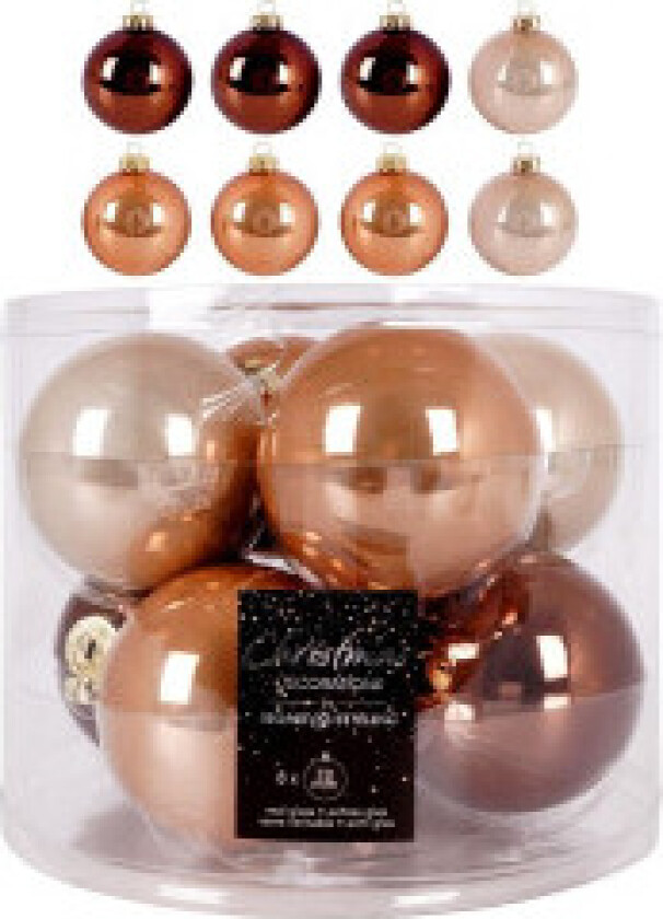 Sett med 8 elegante gule juletrekuler