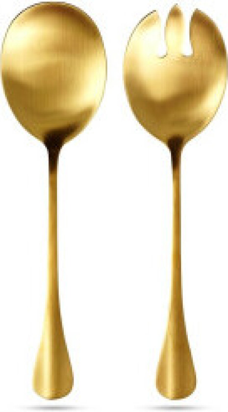Gullfarget salatbestikk i rustfritt stål - 2 skjeer