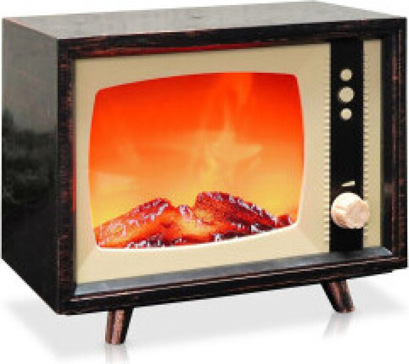 Elektrisk peis med Retro TV-design og LED-lys