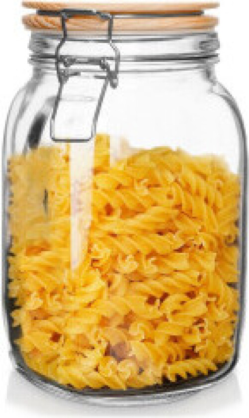 Glasskrukke med bambuslokk og patentlukking, 1,5L