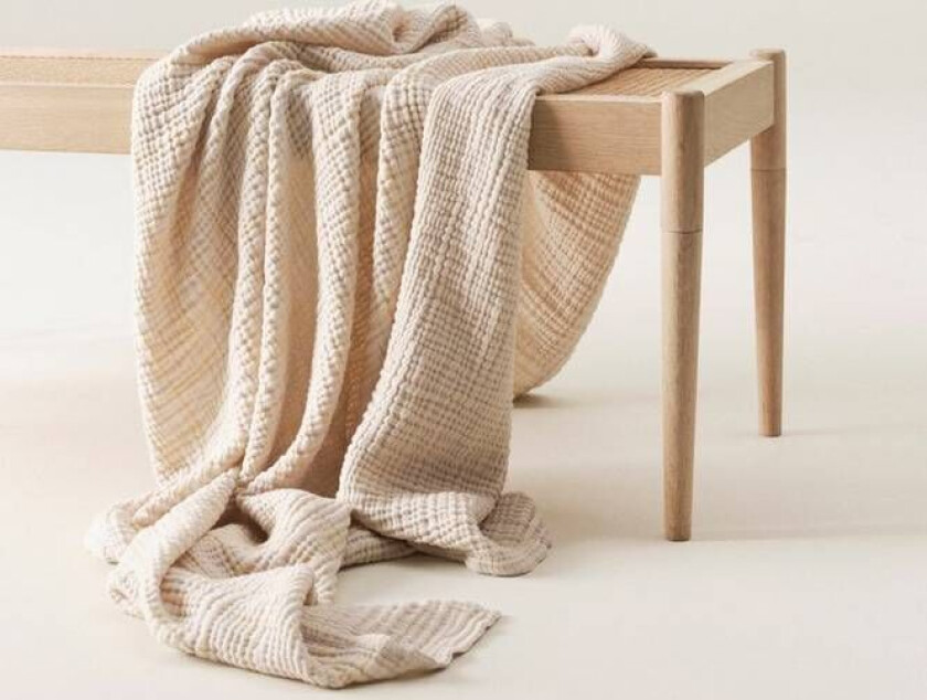 pledd 130x170 cm Beige/blå