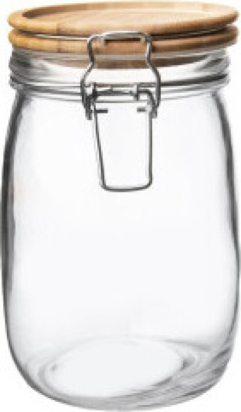 Glasskrukke med bambuslokk og gummipakning