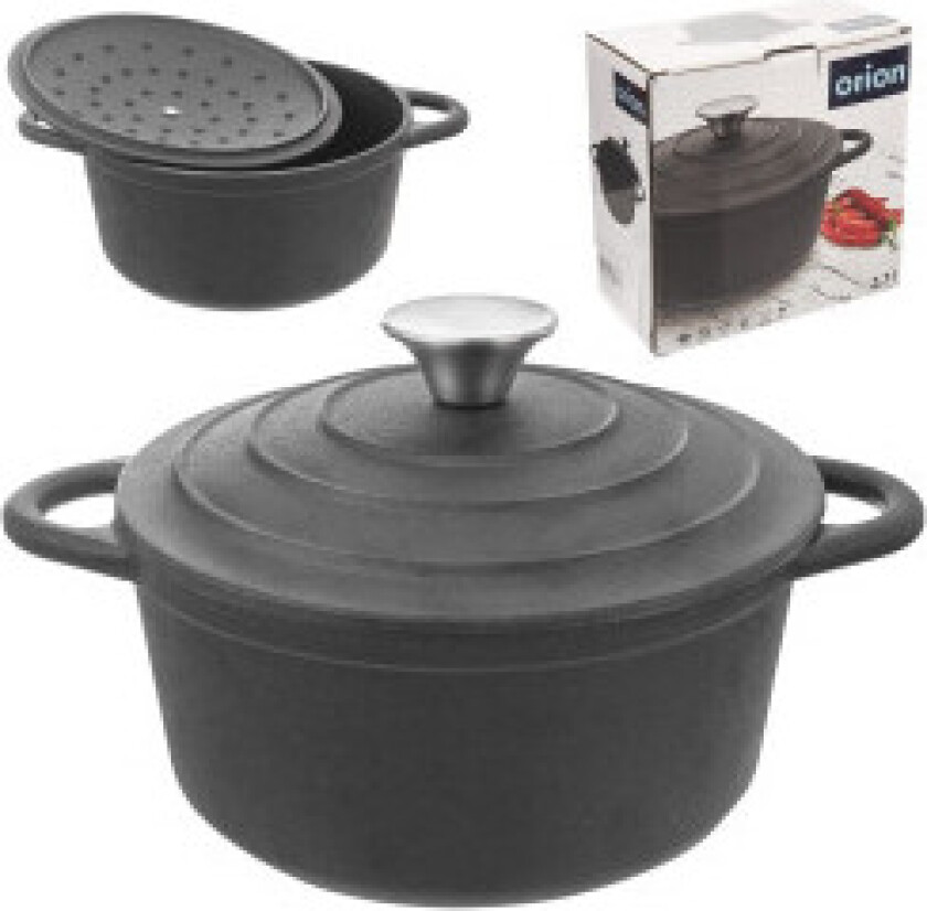 Støpejernsgryte 2,7L - For alle komfyrer, ovner og griller