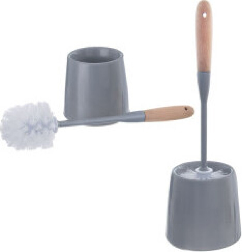 Toalettbørste med bambushåndtak og stilig beholder