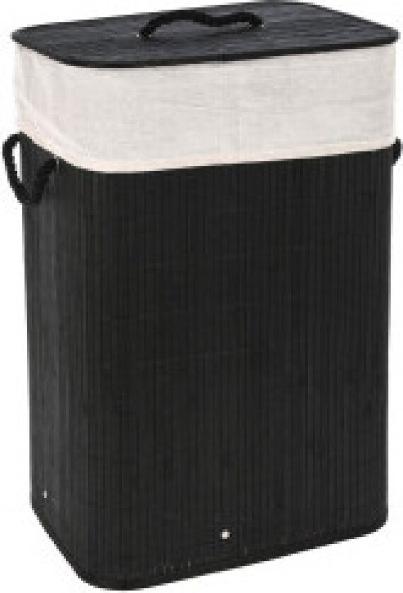 Sammenleggbar svart bambus skittentøyskurv med avtagbart lokk