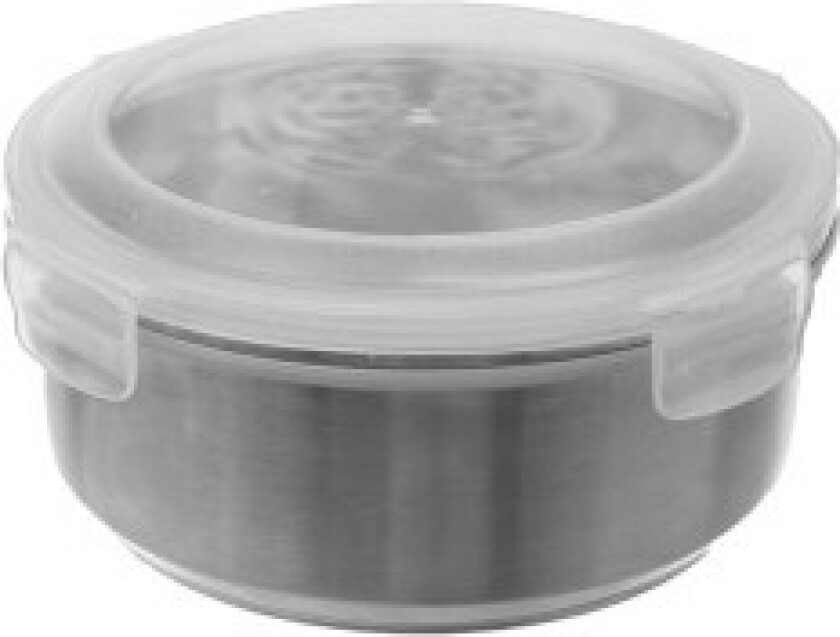 Rund matboks i rustfritt stål med tett lukking