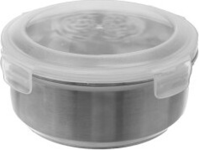 Rund matboks i rustfritt stål med tettsittende lokk