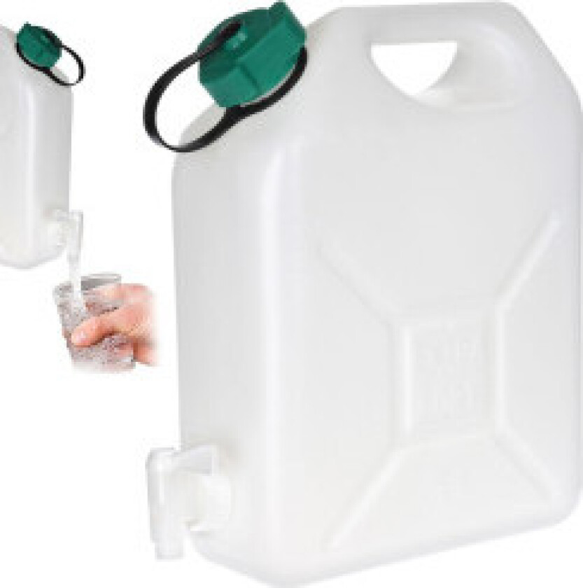 Vannbeholder med kran for reise, camping og hage