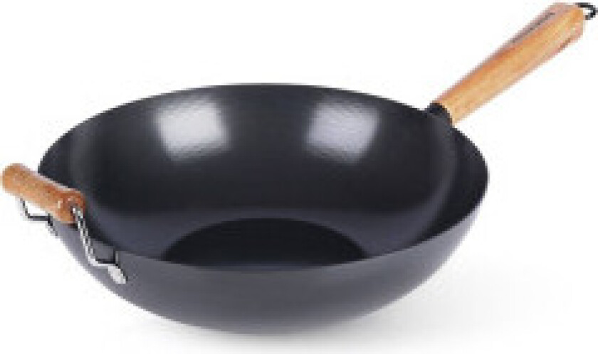 Karbonstål wok med non-stick, for alle komfyrer og oppvaskmaskiner