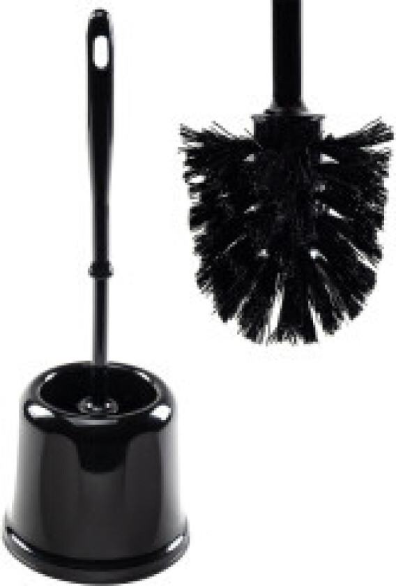 Universal svart toalettbørste med plastbeholder
