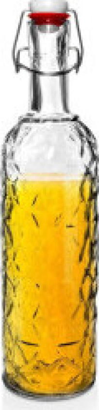 Vakker glassflaske med kork og klips for drinker