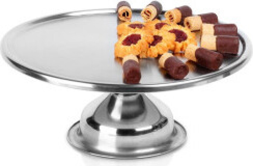 Elegant serveringsfat til fots i rustfritt stål for kaker og snacks