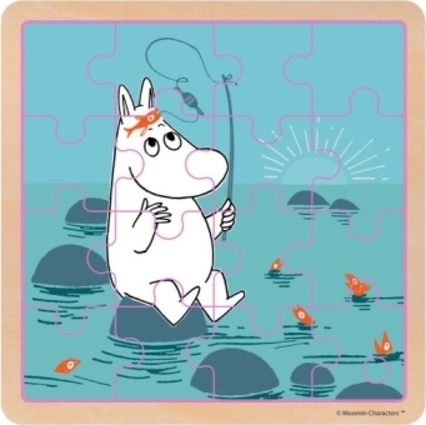 Mumin - Firkantet Træpuslespil - Fiskeri