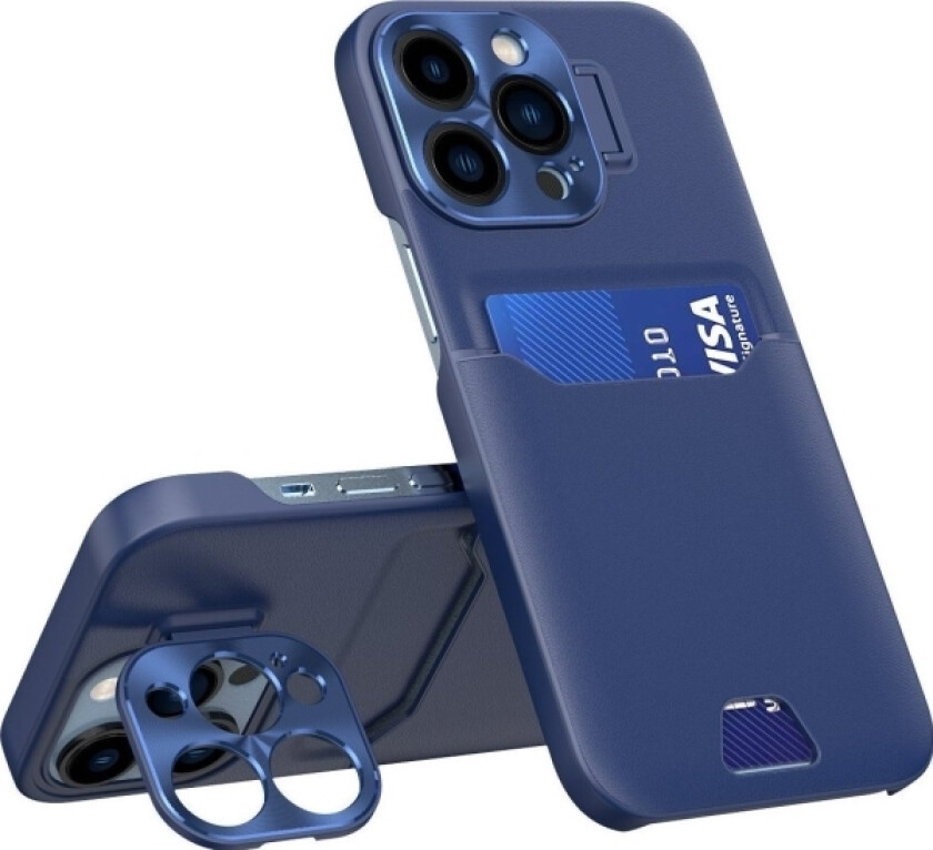 Leather Stand Case For Samsung Galaxy S23+ Kort Lommebokdeksel Med Stativ Blå