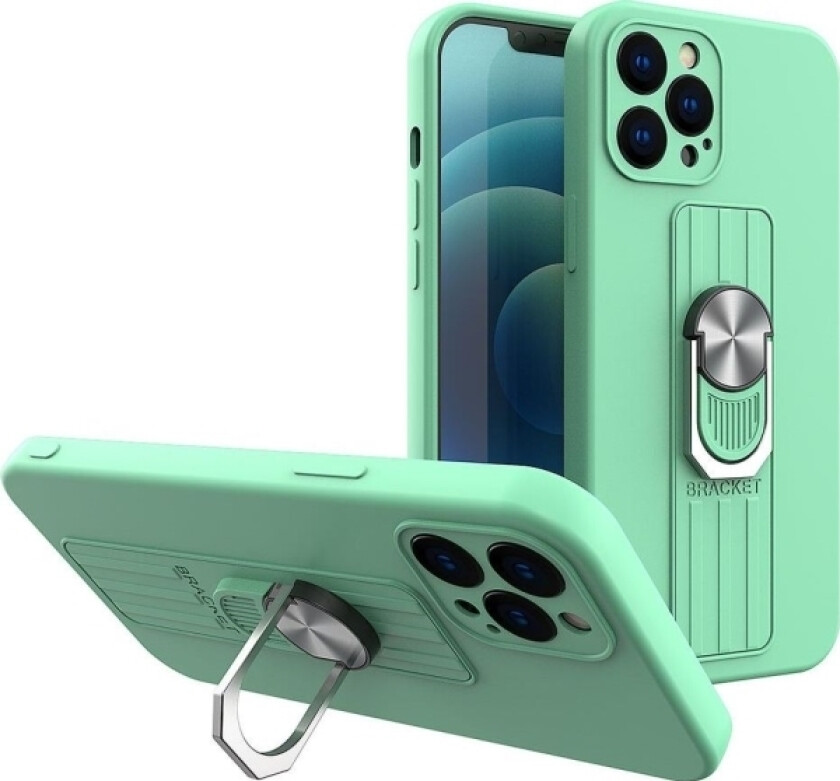Ring Case Silikondeksel Med Fingerholder Og Stativ For Iphone 11 Pro Max Mint