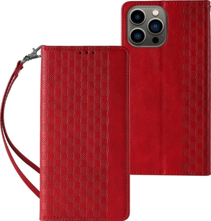 Magnet Strap Case For Samsung Galaxy S23 Flip Cover Lommebok Mini Lanyard Stativ Rød