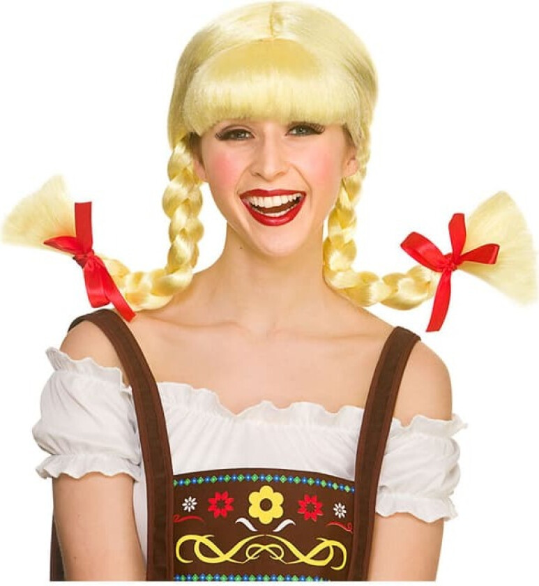 Bayersk blond parykk med fletter