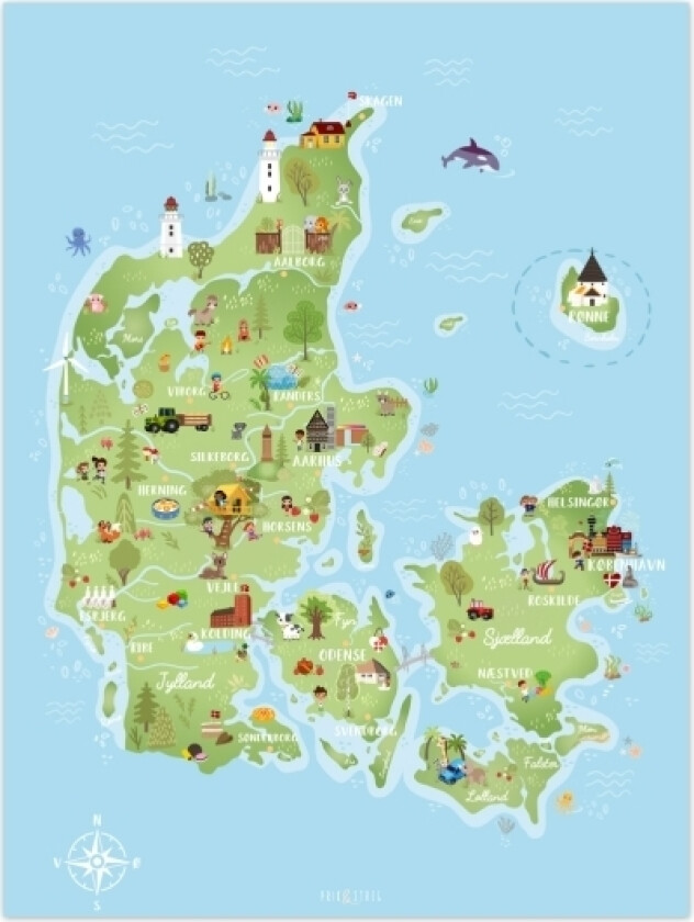 Danmarkskart 50X70cm
