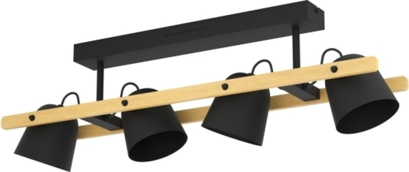Eglo Hornwood-Z, 4 Lampor, Led, 2200 Lm, Ip20, Svart, Brun