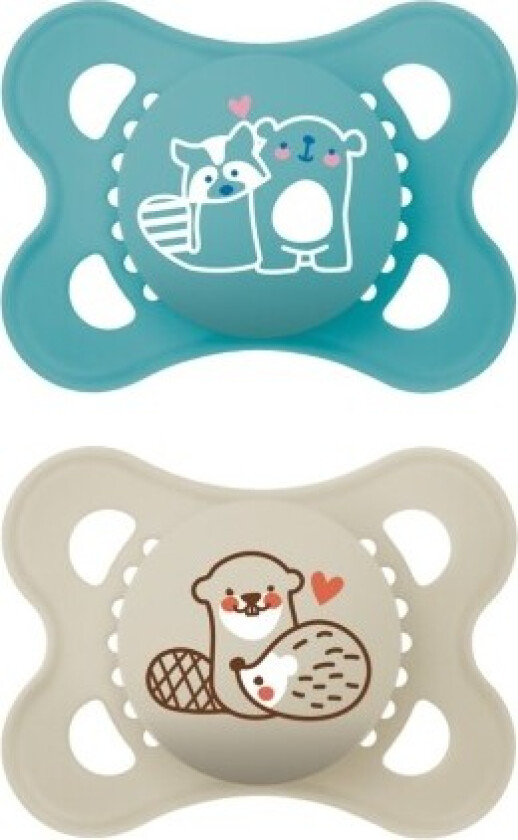 Bilde av Mam Original 2-pack, Str. 1 (0-6 Mdr.), Symmetrisk - Silikon, Blue