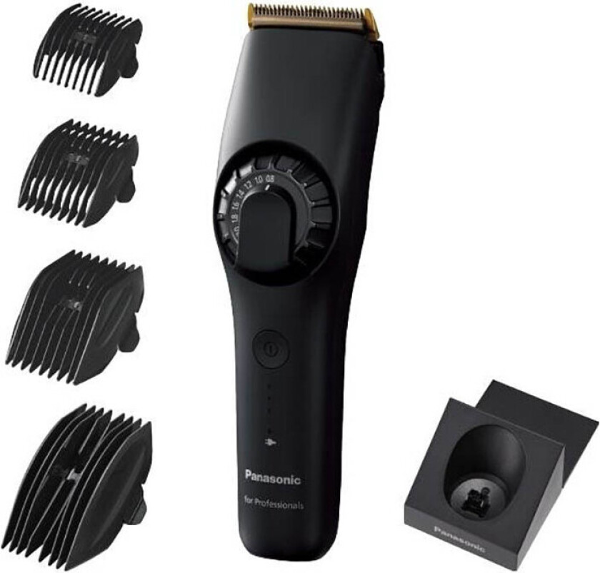 Panasonic ER-HGP90K803 trådløs hårtrimmer - 4 avstandskammer, oppladbar, svart - 7 nivåer (0,8-2 mm)