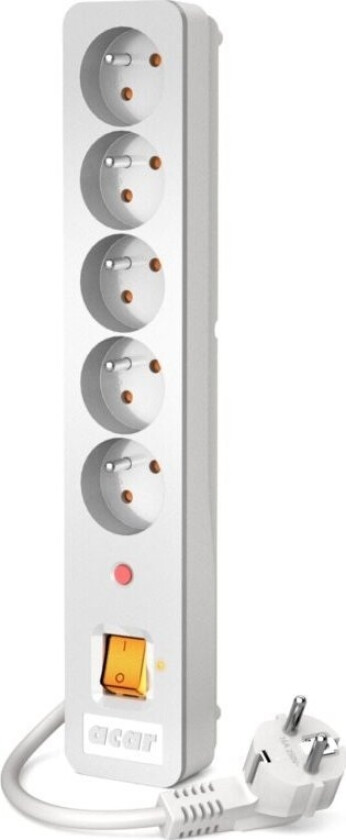 Power Strip Acar X5 Surge Protector 5 Sockets 5M White (Alp-Acarx5 ----- 555)
