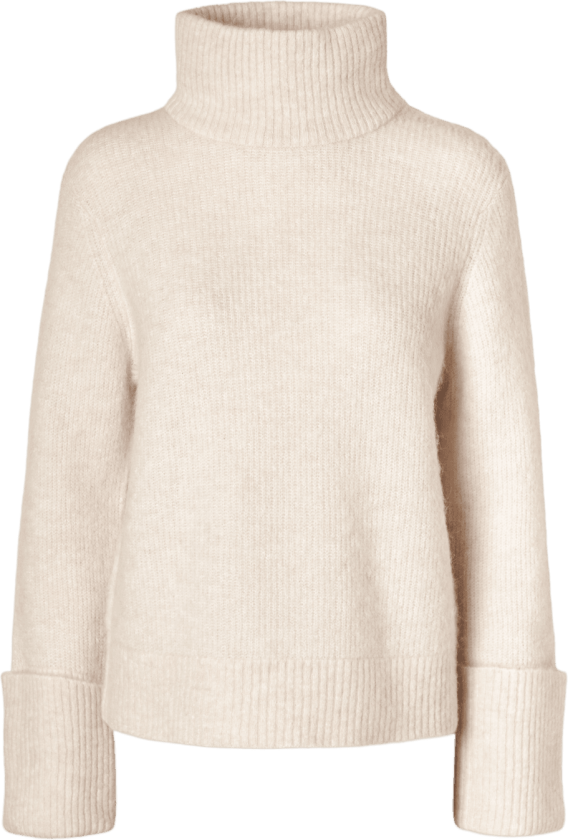 Selected Femme Sia Ras Knit High Neck Genser - Birch Melange