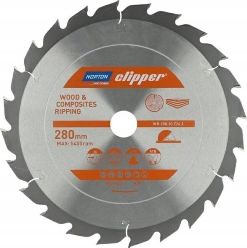 Sirkelsag 280 Mm X 30 Mm X 24Z Tre Og Kompositter Atb (3.2 / 2.2)