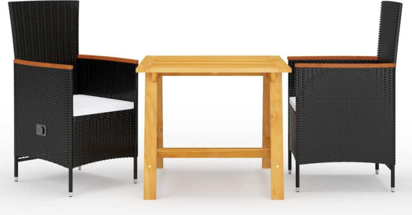 Utendørs spisestue 3 deler svart