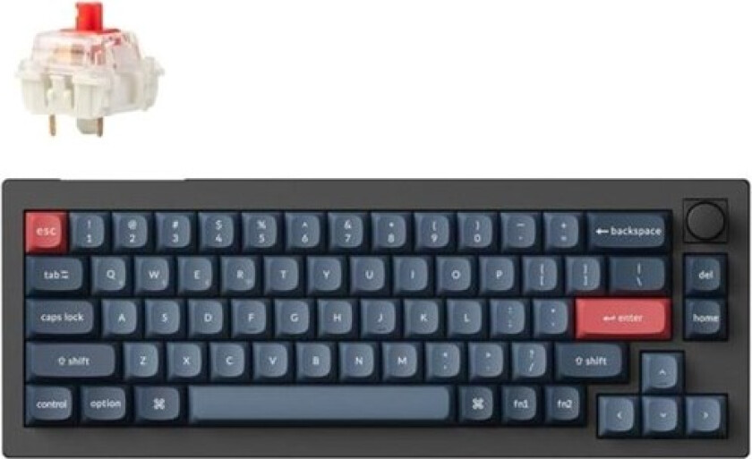 V2 MAX Wireless QMK/VIA Hot Swap Jupiter Red - Carbon Black - Tastatur - Uten talltastatur - Nordisk - Svart