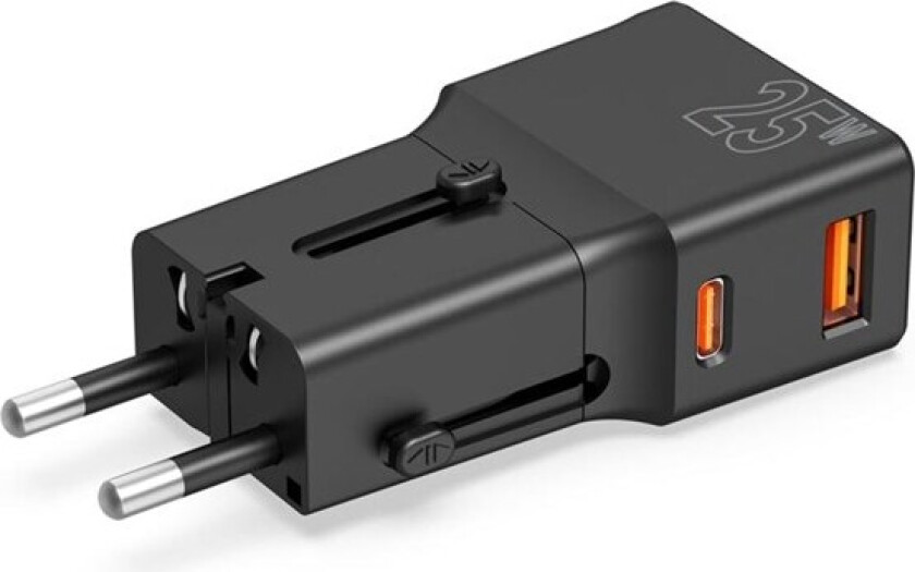 Travel adapter 25W EU/US/UK/AU black