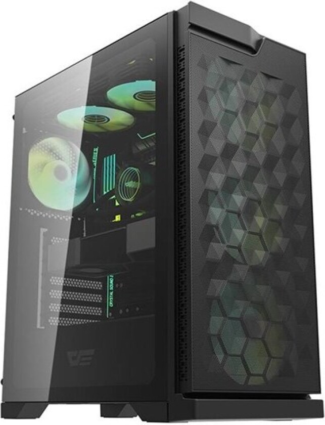 DK361 computer case + 4 fans (black) - Kabinett - Desktop - Svart