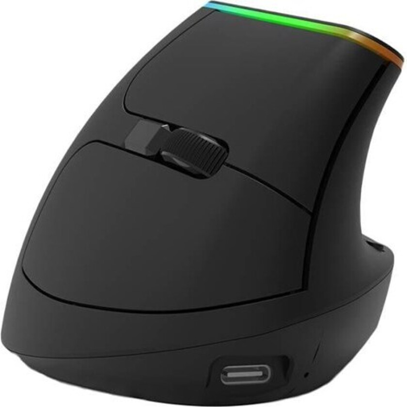 Wireless Vertical Mouse Delux M618DB BT4.0 + 2.4Ghz 4000DPI RGB - Vertical mouse - Optical / gyroscopic - 6 - Svart