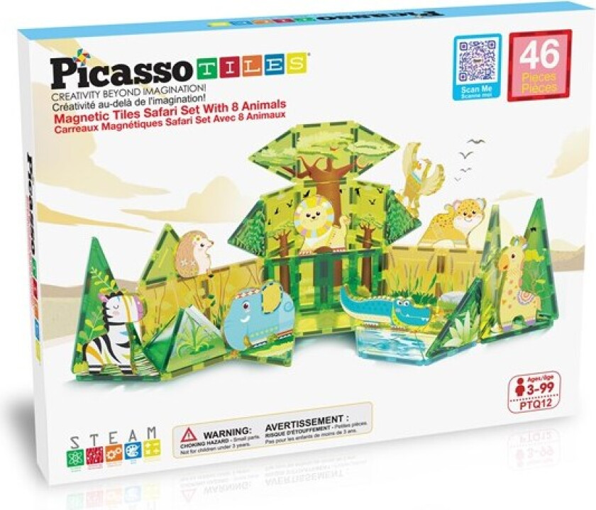 Picasso Tiles Safari 46pcs magnetic set with 8 Fig