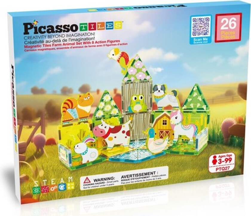 Picasso Tiles Farm 26pcs magnetic set with 8 Figur