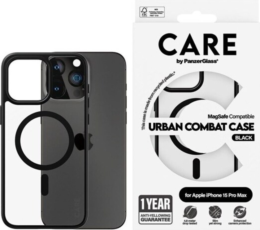 Flagship Case Transparent Urban Combat w. Black MagSafe iPhone 15 Pro Max