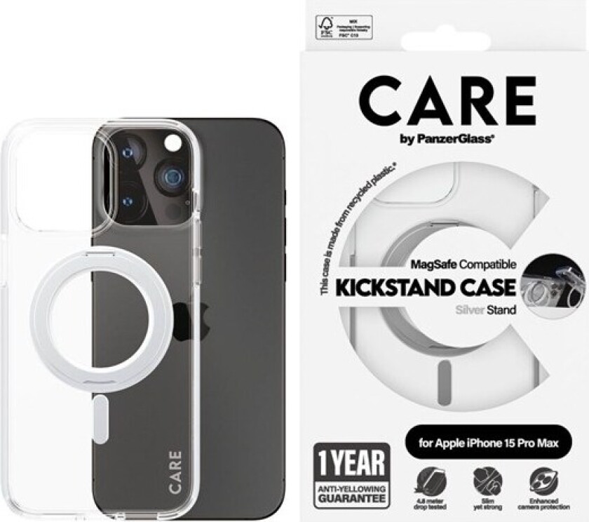Feature Case Transparent w. Silver Kickstand & MagSafe iPhone 15 Plus