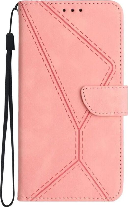 Samsung Galaxy S24 FE Mønstret Skinn Deksel med Lommebok og Stropp - Rosa