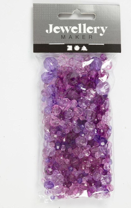 Harmoni Fasetterte Plastperler Miks Lilla 45 G
