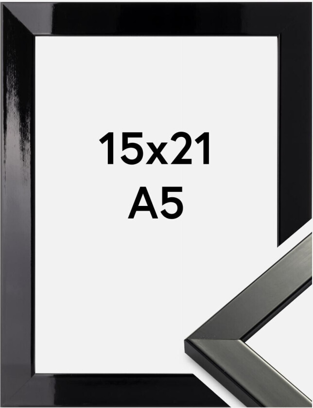 Ramme Uppsala Svart Høyglans 15x21 Cm (A5)