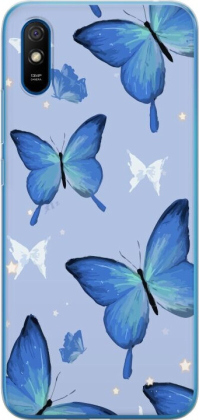 Mobildeksel til Xiaomi Redmi 9AT med Blå sommerfugler motiv