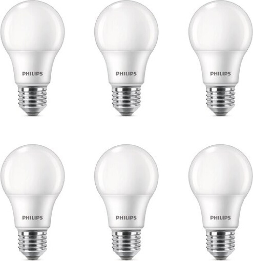 LED-lyspære 8W/827 (60W) frosted 6-pack E27