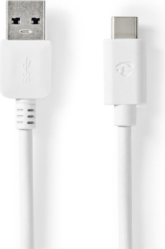 USB-kabel | USB 3.2 Gen 1 | USB-A Han | USB-C™ Hann | 60 W | 5 Gbps | Nikkel belagt | 2.00 m | Rund | PVC | Hvit | Boks