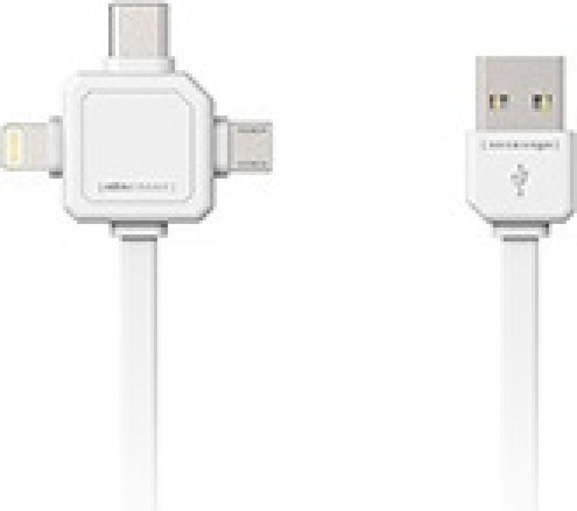 ALLOC Power USB Multicable, 1,5 m, Type-C, Lightning, Micro USB, vit