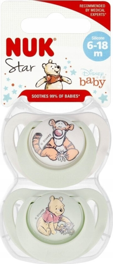 Nuk Smokk, Disney, Str. 2 (6-18 Md.), Anatomisk, Silikon 2-pk