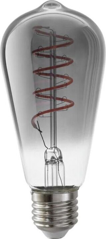 Filament LED Edison lyspære smoke, dimbar, spiral E27, 5W