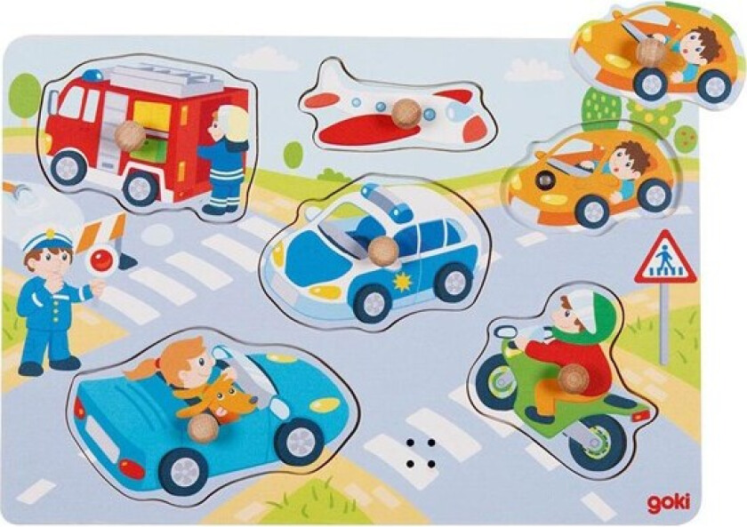 Wooden Stud Puzzle Vehicles with Sound 6 pcs. Tre