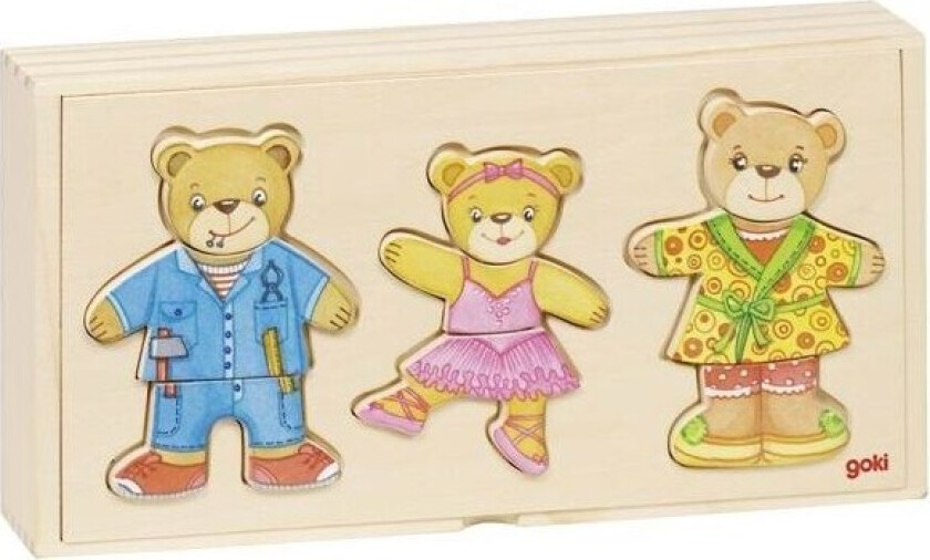 Wooden Dress Up Puzzle Bears in Wooden Box 36 pcs. Tre