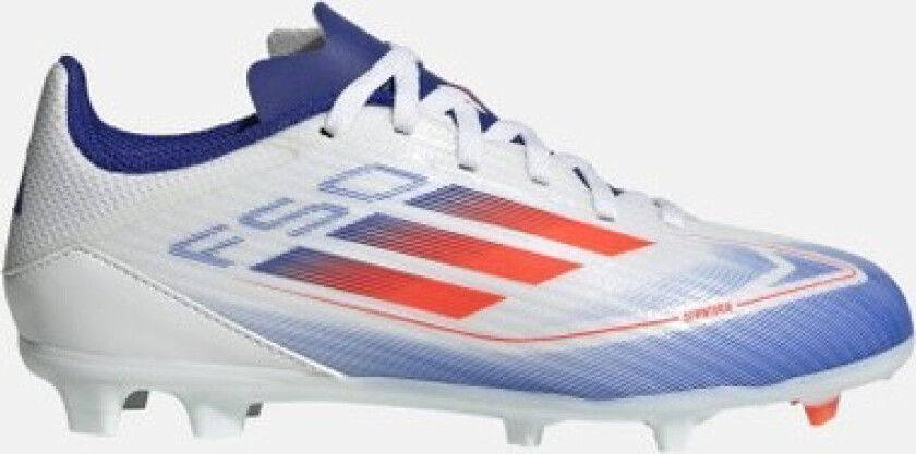 adidas F50 League FG/MG Q3 24, fotballsko gress og kunstgress, junior White/Solar Red/Blue
