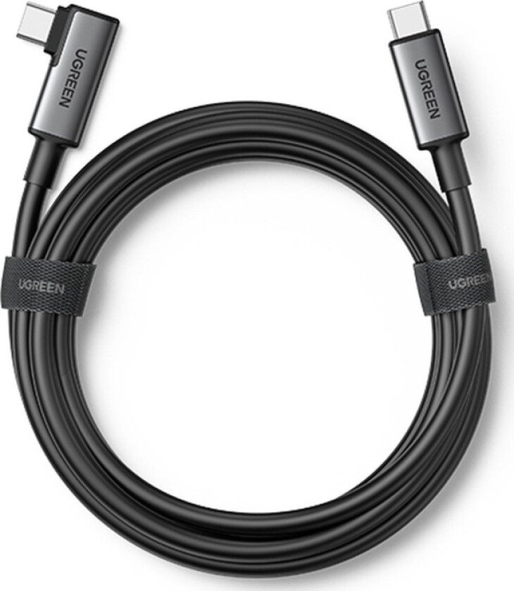 Ugrønn Vinklet Kabel Usb Type C - Usb Type C For 60w Lading/dataoverføring Med Støtte For Vr-Briller (F.Eks. Oculus Quest 2) 5m Svart (Us551)